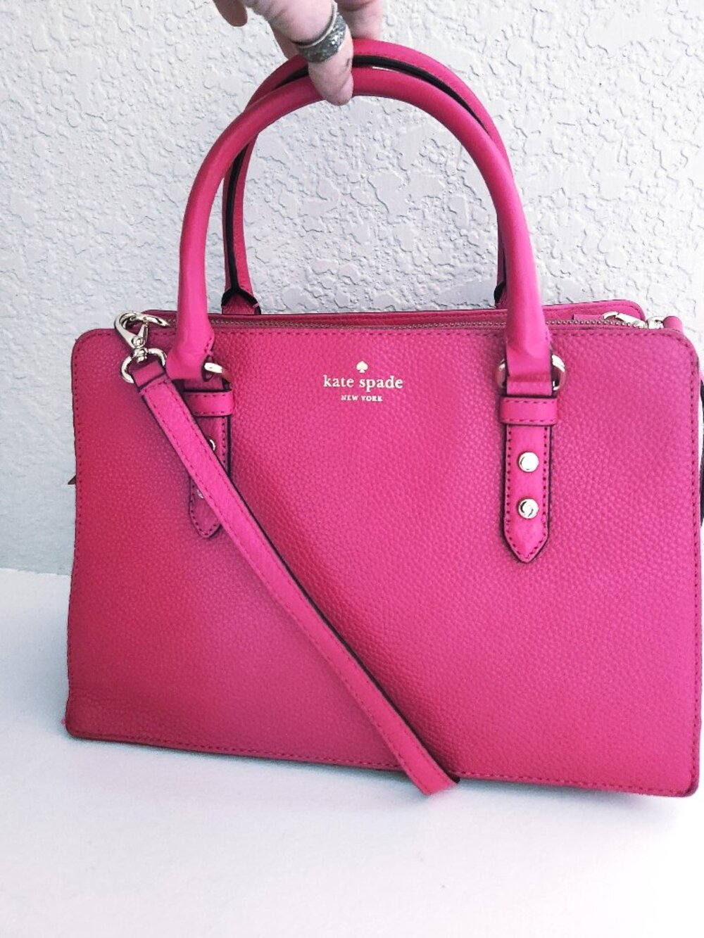 Kate Spade New York Fushia Leather Shoulder Bag Purse